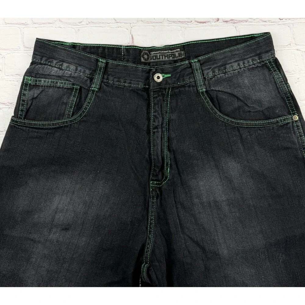 Vintage Southpole Black Jean Shorts Mens 38 Shorts Baggy Y2K Hip Hop